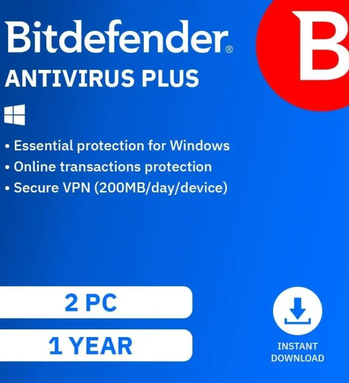 Bitdefender Anti-Virus Plus 2 Device 1-Year Subscription Download