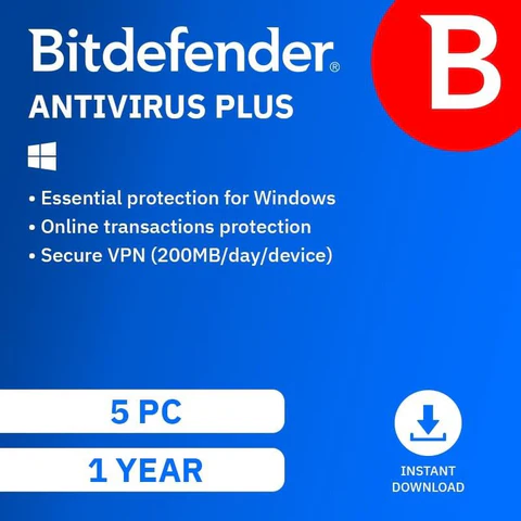 Bitdefender Anti-Virus Plus 5 Device 1-Year Subscription Download