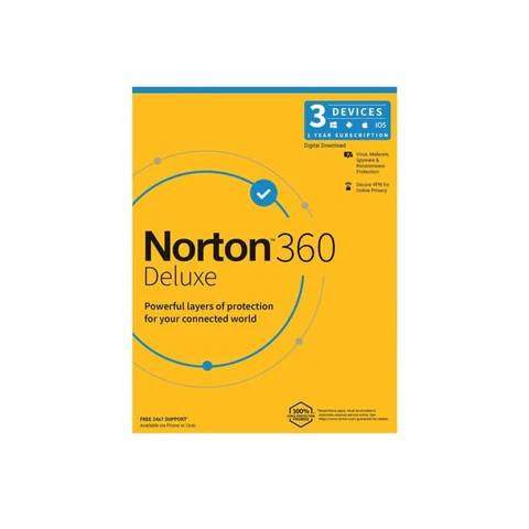 Norton 360 Deluxe for 3x PCs Macs Smartphones or Tablets - Single-user 1-year Subscription Download