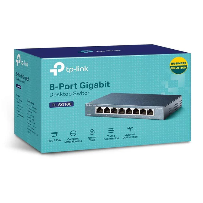 TP-Link TL-SG108 8-Port 10/100/1000 Mbits Desktop Switch Unmanaged Black